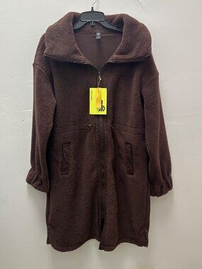 K-188 All in Motion Women's Medium Brown Sherpa Fleece Zip-Up Jacket/ Pockets